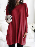 O-neck Long Sleeve Gradient Color Loose Casual Dress Women 2019 Spring Autumn Pocket Long Tops Plus Size 5xl Ladies Dresses