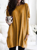 O-neck Long Sleeve Gradient Color Loose Casual Dress Women 2019 Spring Autumn Pocket Long Tops Plus Size 5xl Ladies Dresses