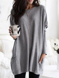 O-neck Long Sleeve Gradient Color Loose Casual Dress Women 2019 Spring Autumn Pocket Long Tops Plus Size 5xl Ladies Dresses