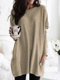 O-neck Long Sleeve Gradient Color Loose Casual Dress Women 2019 Spring Autumn Pocket Long Tops Plus Size 5xl Ladies Dresses