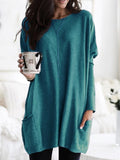 O-neck Long Sleeve Gradient Color Loose Casual Dress Women 2019 Spring Autumn Pocket Long Tops Plus Size 5xl Ladies Dresses