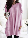 O-neck Long Sleeve Gradient Color Loose Casual Dress Women 2019 Spring Autumn Pocket Long Tops Plus Size 5xl Ladies Dresses
