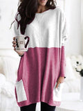 O-neck Long Sleeve Gradient Color Loose Casual Dress Women 2019 Spring Autumn Pocket Long Tops Plus Size 5xl Ladies Dresses