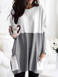 O-neck Long Sleeve Gradient Color Loose Casual Dress Women 2019 Spring Autumn Pocket Long Tops Plus Size 5xl Ladies Dresses