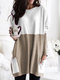 O-neck Long Sleeve Gradient Color Loose Casual Dress Women 2019 Spring Autumn Pocket Long Tops Plus Size 5xl Ladies Dresses