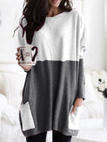 O-neck Long Sleeve Gradient Color Loose Casual Dress Women 2019 Spring Autumn Pocket Long Tops Plus Size 5xl Ladies Dresses