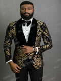 New Doublue Breasted Suit Men Terno Masculino Men Suits Tuxedo Prom Party Suits Floral Wedding Groom Suit