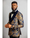 New Doublue Breasted Suit Men Terno Masculino Men Suits Tuxedo Prom Party Suits Floral Wedding Groom Suit