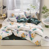 Tropical Plants Leaves 4pcs Girl Boy Kid Bed Cover Set Duvet Cover Adult Child Bed Sheet Pillowcase Comforter Bedding Set 61075