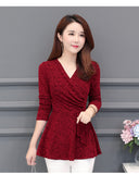 Casual Winter New Plushed and Thickened Bottom Women top Blouse Full Sleeve lace Blouse Large V-neck Purple tops Blouses Shirt