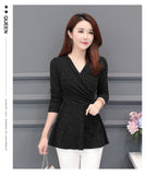 Casual Winter New Plushed and Thickened Bottom Women top Blouse Full Sleeve lace Blouse Large V-neck Purple tops Blouses Shirt