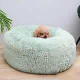 Big Pet Kennel Fuzzy Round Plush Cat Bed House Soft Long Plush Pet Dog Bed Nest Winter Warm Sleeping Cat Pet Bed Mat Cat House