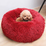 Big Pet Kennel Fuzzy Round Plush Cat Bed House Soft Long Plush Pet Dog Bed Nest Winter Warm Sleeping Cat Pet Bed Mat Cat House