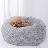 Big Pet Kennel Fuzzy Round Plush Cat Bed House Soft Long Plush Pet Dog Bed Nest Winter Warm Sleeping Cat Pet Bed Mat Cat House