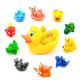 Cute Lovely Mummy And Baby Rubber Race Squeaky Ducks Family Bath Toy Kid Game Toys 1 Big 3 Small Duck Animal king Shower Toy