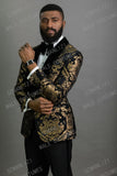 New Elegant 2020 Costume Homme Shawl Lapel Black Jacquard Dinner Party Groom Wear Men Wedding Suits For Men Prom Tuxedo Blazer