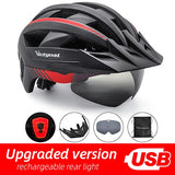 VICTGOAL Bike Helmet for Man Women MTB Road Bicycle Helmet LED USB Rechargeable Light Mountain Road Bike Visor Cycling Helmet