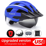 VICTGOAL Bike Helmet for Man Women MTB Road Bicycle Helmet LED USB Rechargeable Light Mountain Road Bike Visor Cycling Helmet