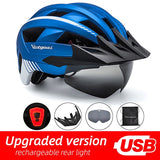 VICTGOAL Bike Helmet for Man Women MTB Road Bicycle Helmet LED USB Rechargeable Light Mountain Road Bike Visor Cycling Helmet