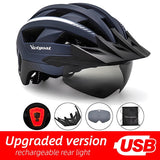 VICTGOAL Bike Helmet for Man Women MTB Road Bicycle Helmet LED USB Rechargeable Light Mountain Road Bike Visor Cycling Helmet