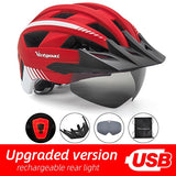 VICTGOAL Bike Helmet for Man Women MTB Road Bicycle Helmet LED USB Rechargeable Light Mountain Road Bike Visor Cycling Helmet