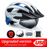 VICTGOAL Bike Helmet for Man Women MTB Road Bicycle Helmet LED USB Rechargeable Light Mountain Road Bike Visor Cycling Helmet