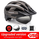 VICTGOAL Bike Helmet for Man Women MTB Road Bicycle Helmet LED USB Rechargeable Light Mountain Road Bike Visor Cycling Helmet