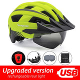 VICTGOAL Bike Helmet for Man Women MTB Road Bicycle Helmet LED USB Rechargeable Light Mountain Road Bike Visor Cycling Helmet