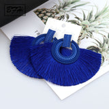 BFH Fashion Bohemian Big Tassel Earrings Statement Red Tassel Vintage Silk Fabric Drop Dangle Earring for Women 2019 Jewelry