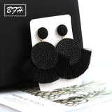 BFH Fashion Bohemian Big Tassel Earrings Statement Red Tassel Vintage Silk Fabric Drop Dangle Earring for Women 2019 Jewelry