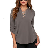 New Fashion shirt women elegant vintage chiffon blouse long sleeve OL shirts casual plus size