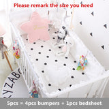 Princess Pink 100% Cotton Baby Bedding Set Newborn Baby Crib Bedding Set for Girls Boys Washable Cot Bed Linen 4 Bumpers+1 Sheet