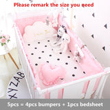 Princess Pink 100% Cotton Baby Bedding Set Newborn Baby Crib Bedding Set for Girls Boys Washable Cot Bed Linen 4 Bumpers+1 Sheet