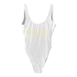High Cut THICK THIGHS SAVES LIVES Funny Letter Swimsuit One Piece Swimwear Black Monokini Bodysuit