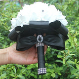 IN STOCK Cheapest PE Rose Bridesmaid Wedding Foam flowers Rose Bridal bouquet Ribbon Fake Wedding bouquet de noiva 14 Color