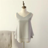 Summer sleeveless Chiffon shirt Solid V-neck Casual blouse Plus Size 5XL Loose Female Top