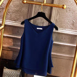 Summer sleeveless Chiffon shirt Solid V-neck Casual blouse Plus Size 5XL Loose Female Top