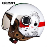BEON Motorcycle scooter Helmet 3/4 Open Face halmet motocross vintage casque Moto Casque Casco motocicleta Capacete 110b