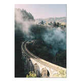 Wall Art Landscape Canvas Poster Nordic Nine Arch Bridge Foggy Forest Print - shopwishi 