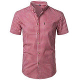 Small Plaid Shirt Men Summer New Short Sleeve Cotton Mens Dress Shirts Casual Button Down Chemise Homme Camisa Masculina XXXL - shopwishi 