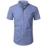 Small Plaid Shirt Men Summer New Short Sleeve Cotton Mens Dress Shirts Casual Button Down Chemise Homme Camisa Masculina XXXL - shopwishi 