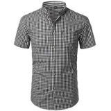 Small Plaid Shirt Men Summer New Short Sleeve Cotton Mens Dress Shirts Casual Button Down Chemise Homme Camisa Masculina XXXL - shopwishi 