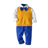 Boys Wedding Suits Kids Clothes Toddler Formal Kids Suit Children'S Wear Grey Vest + Shirt + Trousers Boys Outfit Baby Clothes