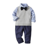 Boys Wedding Suits Kids Clothes Toddler Formal Kids Suit Children'S Wear Grey Vest + Shirt + Trousers Boys Outfit Baby Clothes