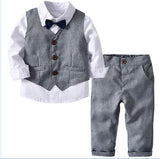Boys Wedding Suits Kids Clothes Toddler Formal Kids Suit Children'S Wear Grey Vest + Shirt + Trousers Boys Outfit Baby Clothes