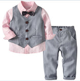 Boys Wedding Suits Kids Clothes Toddler Formal Kids Suit Children'S Wear Grey Vest + Shirt + Trousers Boys Outfit Baby Clothes
