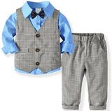 Boys Wedding Suits Kids Clothes Toddler Formal Kids Suit Children'S Wear Grey Vest + Shirt + Trousers Boys Outfit Baby Clothes