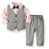 Boys Wedding Suits Kids Clothes Toddler Formal Kids Suit Children'S Wear Grey Vest + Shirt + Trousers Boys Outfit Baby Clothes