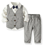 Boys Wedding Suits Kids Clothes Toddler Formal Kids Suit Children'S Wear Grey Vest + Shirt + Trousers Boys Outfit Baby Clothes