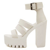 Gdgydh 2020 New Summer Shoes Women White Open Toe Button Belt Thick Heel Wedges Platform Shoes Fashionable Casual Sandals Female